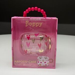 XO Poppy Heart AirPods Pro Case Pink Gold Wireless Charging Shockproof Coquette